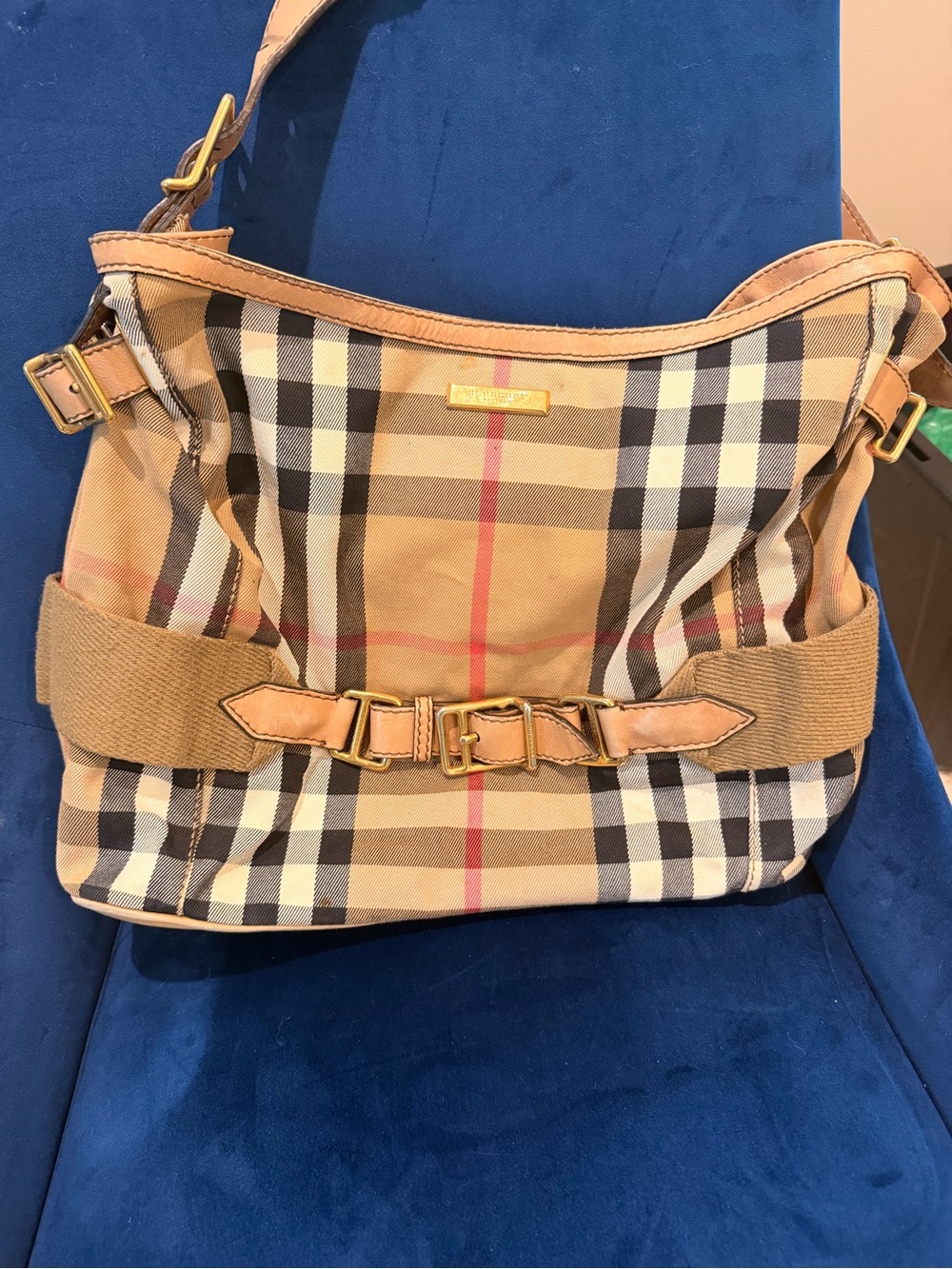 Burberry Tan Plaid Shoulder Bag